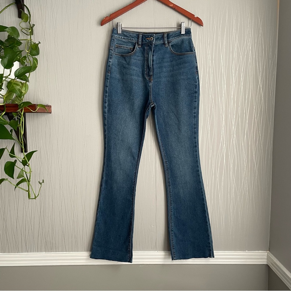 ASOS Collusion High Rise Flare Jeans Women’s Size 28 Blue Stretch Denim Retro